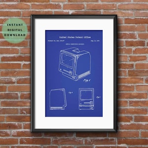 Apple Computer Patent Art Drawing Image Remastered Digital Download Printable