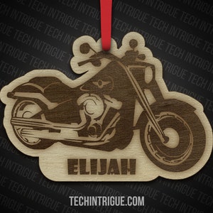 Customizable Laser Engraved Harley Davidson Style Motorcycle Ornament: Personalize with your Name - Perfect Gift for Motorcycle Enthusiasts!