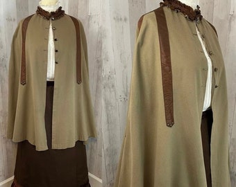 1900s Antique Cape/Cloak EDWARDIAN Wool Caplet Taupe Brown 1910s OS