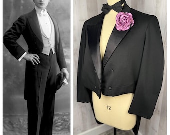 1910年代の本物のエドワード朝時代のタキシードコート、燕尾服