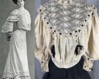 1890年代 ヴィクトリア朝 2ピース ロイヤルブルー シルク ブロケード