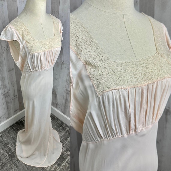 1930s Antique Nightgown / Lingerie Pale Pink Bias… - image 7