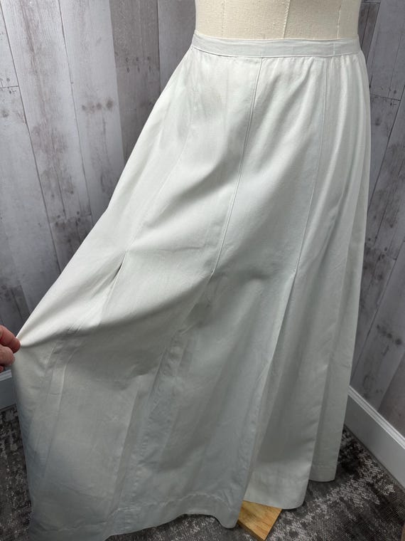 1910s True Edwardian Day Skirt Ivory Cotton Full … - image 6