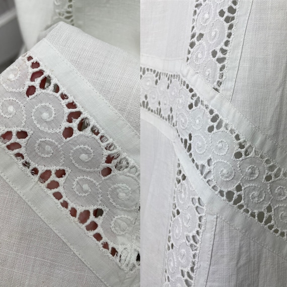 1900s True Victorian Skirt White Linen Full Lengt… - image 5