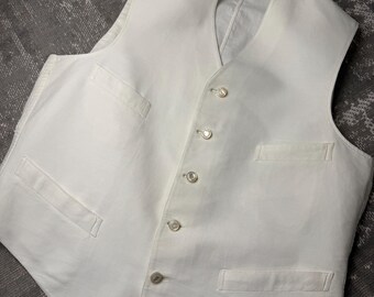 1910s Edwardian VEST Mens White Cotton Pique Tuxedo Walking Unisex