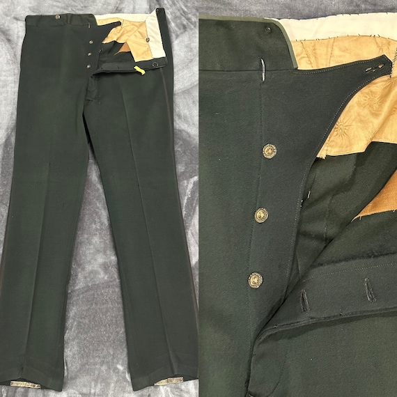 1910-1920s Edwardian Tuxedo Trousers Antique Inky… - image 3