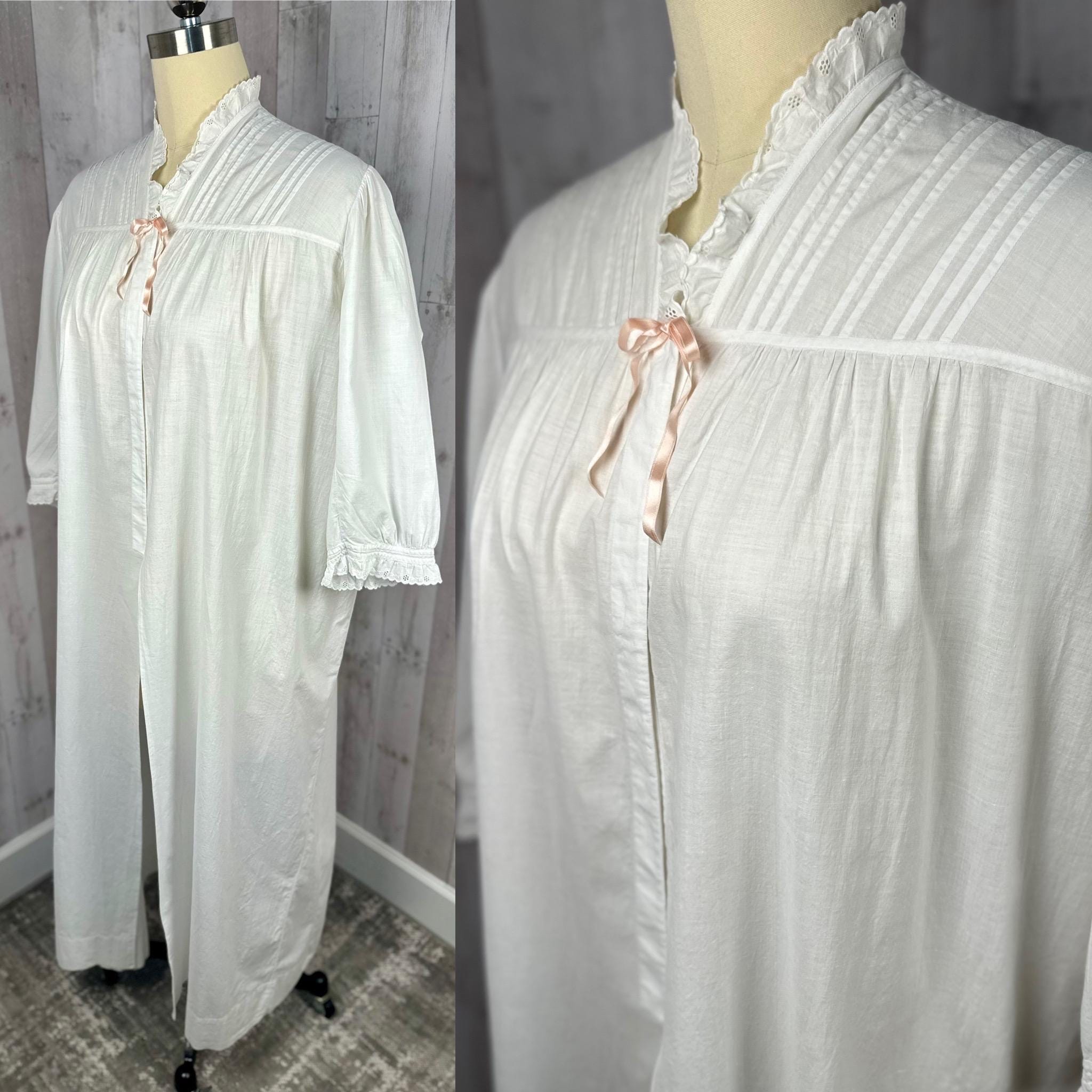 1900s Edwardian/victorian Antique Robe/nightgown Chemise~crisp White ...