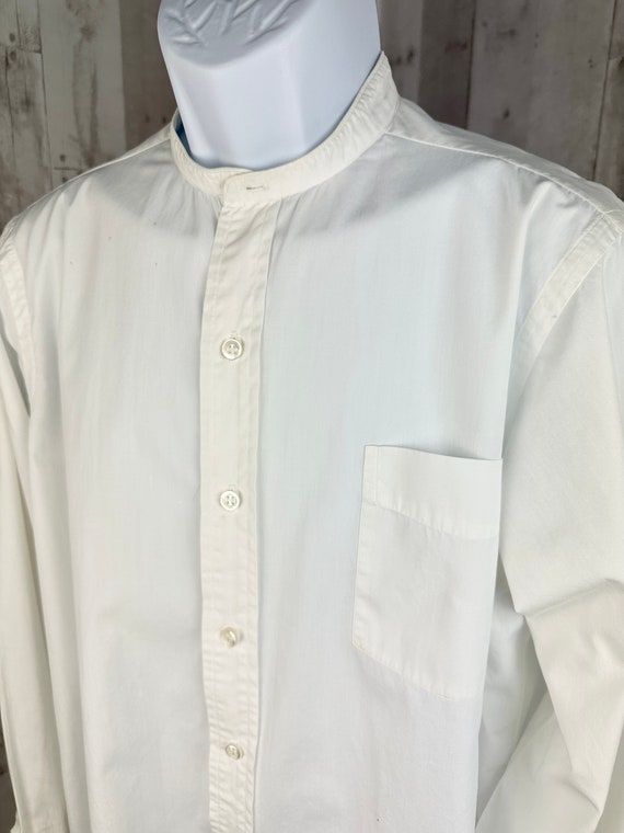 1920-30s Mens Antique Dress Shirt Button Front White Cotton 48
