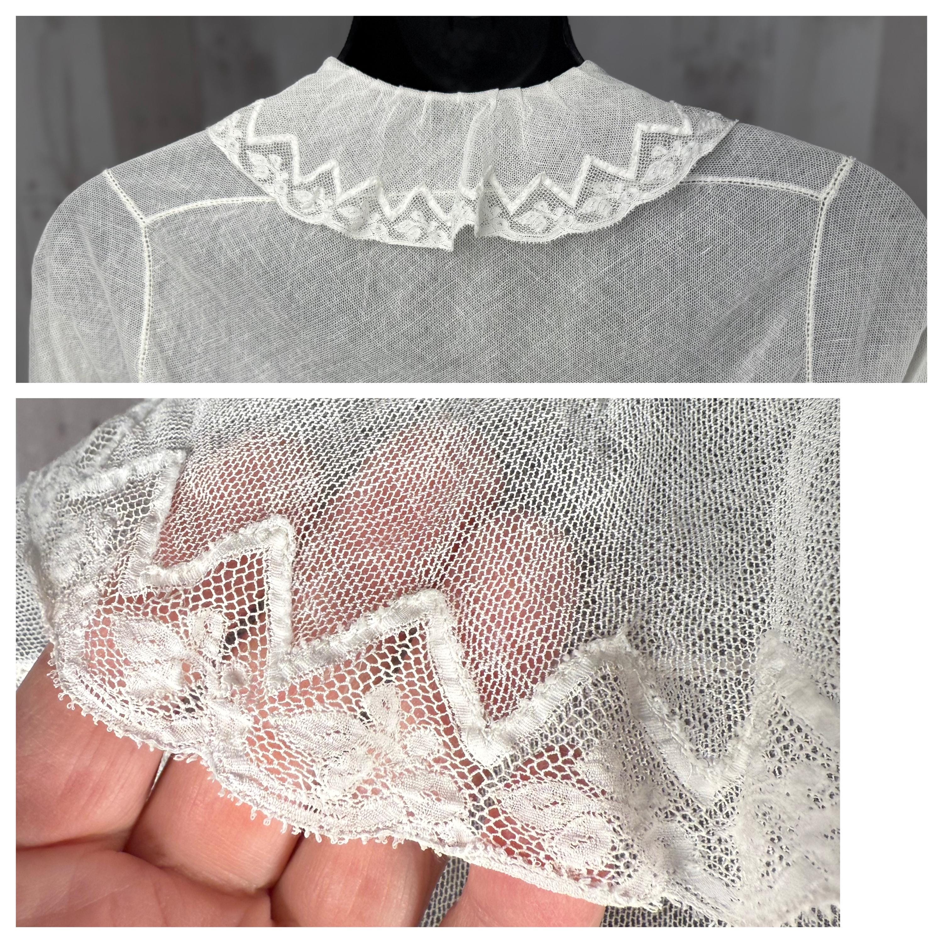 1900s Embroidered Scalloped Lace Blouse-MILLY ミリー ピンク 