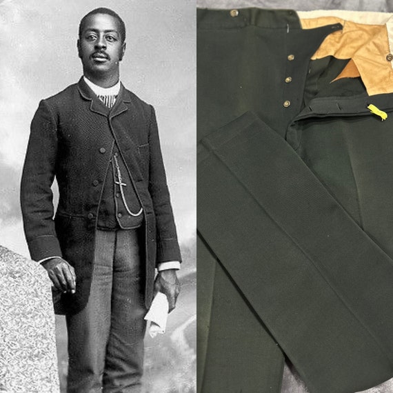 Pantalon de smoking edouardien des annees 1910 1920 Pantalon en laine pour homme noir d encre antique AUTHENTIQUE Tres RARE 38x32 Etsy France