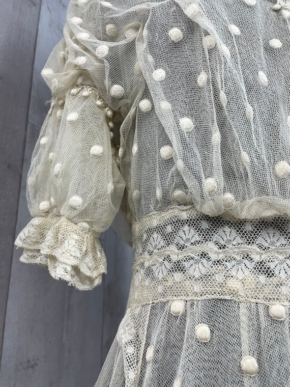 1910s True Edwardian Dress~Sheer Ivory Cotton Net… - image 7