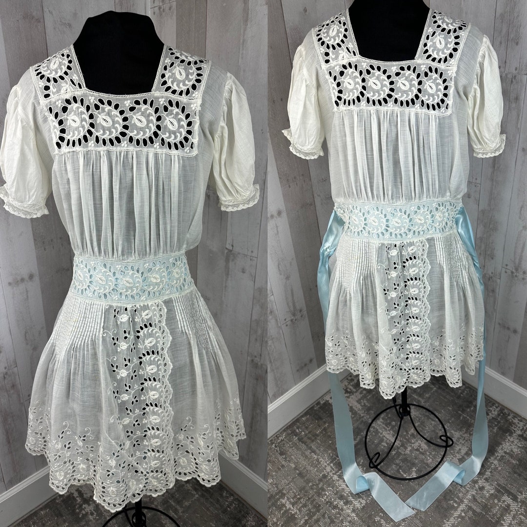 1910s Edwardian Dresssheer White Batiste Cotton Lawn Dress 1900s ...