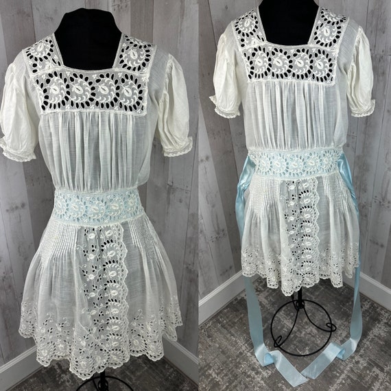 1910s Edwardian Dress~Sheer White Batiste Cotton … - image 1