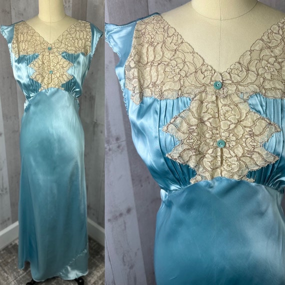 1920s Antique Satin Nightgown Art Deco Hollywood … - image 1