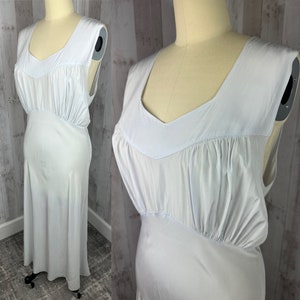 1930s True Antique Nightgown / Lingerie Ice Blue Bias Cut Rayon S/M