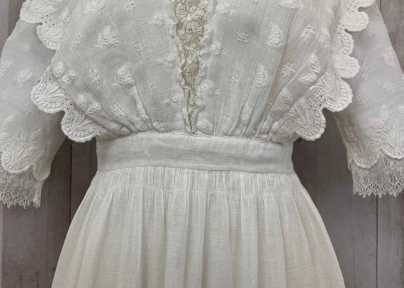 1910s Edwardian Dress~Sheer White Batiste Cotton … - image 5