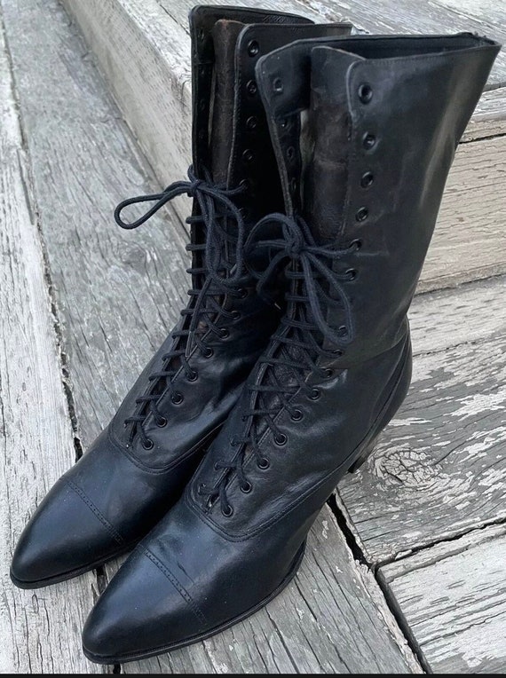 1910s True Edwardian Granny Boots Soft Black Leath