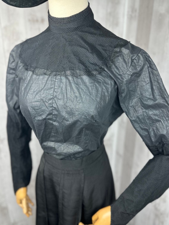 1900s Edwardian Waist Shirt Blouse Antique Black … - image 2