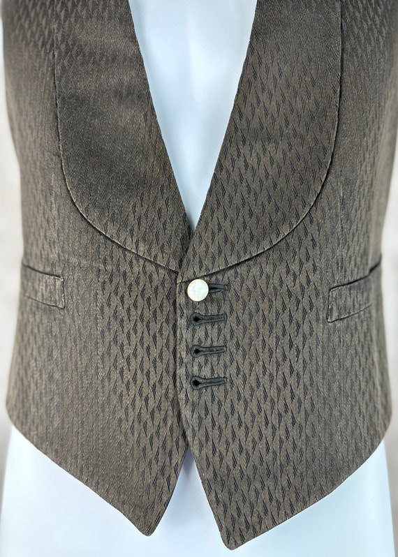 1910s Edwardian Mens Black Brocade Vest Removable… - image 10