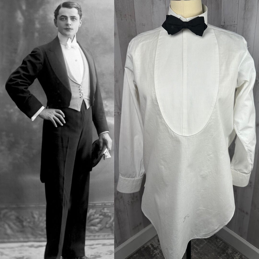 1890s 1900s Victorian Lion Dress Shirt Deadstock NOS Mens