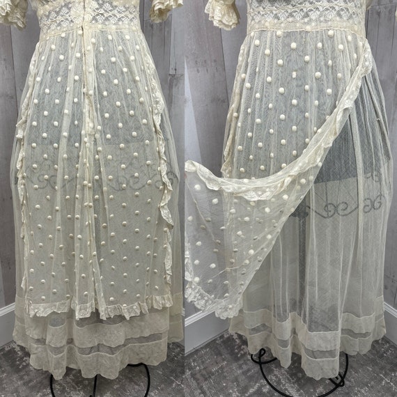 1910s True Edwardian Dress~Sheer Ivory Cotton Net… - image 9