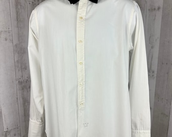 1920s Mens Antique Dress Shirt Button Front Broadcloth Cotton 1930s 44" Chest