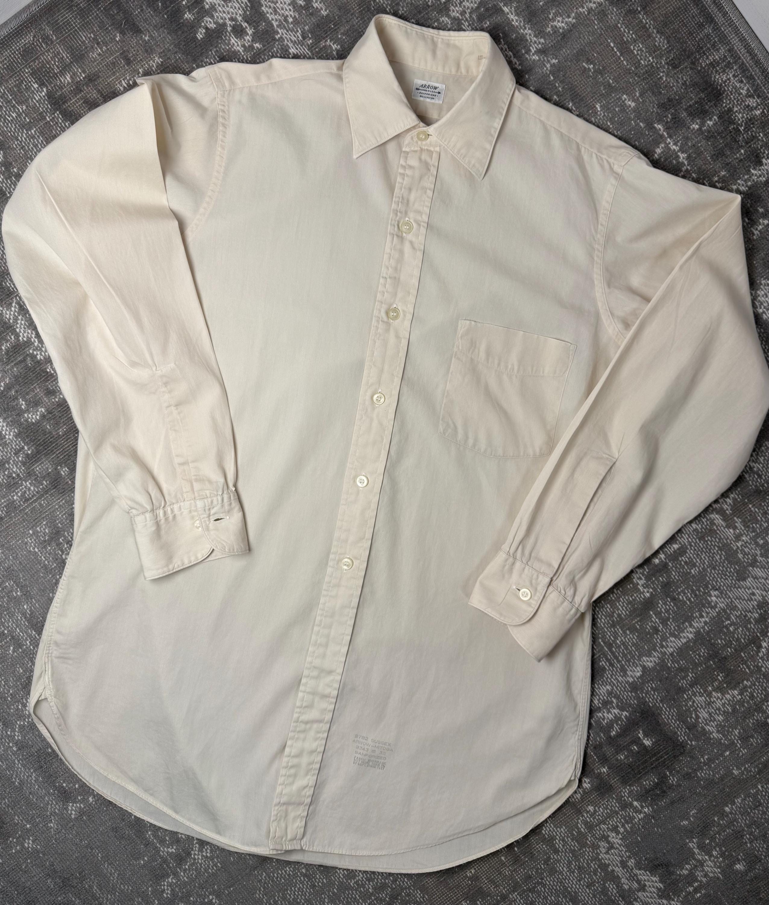 1920s-1930s Antique Mens Dress Shirt ~ Crisp Cream Colored Cotton 