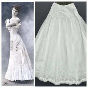 1910s Edwardian Petticoat~Antique Organdy Overlay White Crisp Cotton Crinoline Skirt Ruffle 1900s EX CONDITION! 24&quot; waist