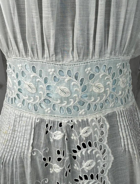 1910s Edwardian Dress~Sheer White Batiste Cotton … - image 5