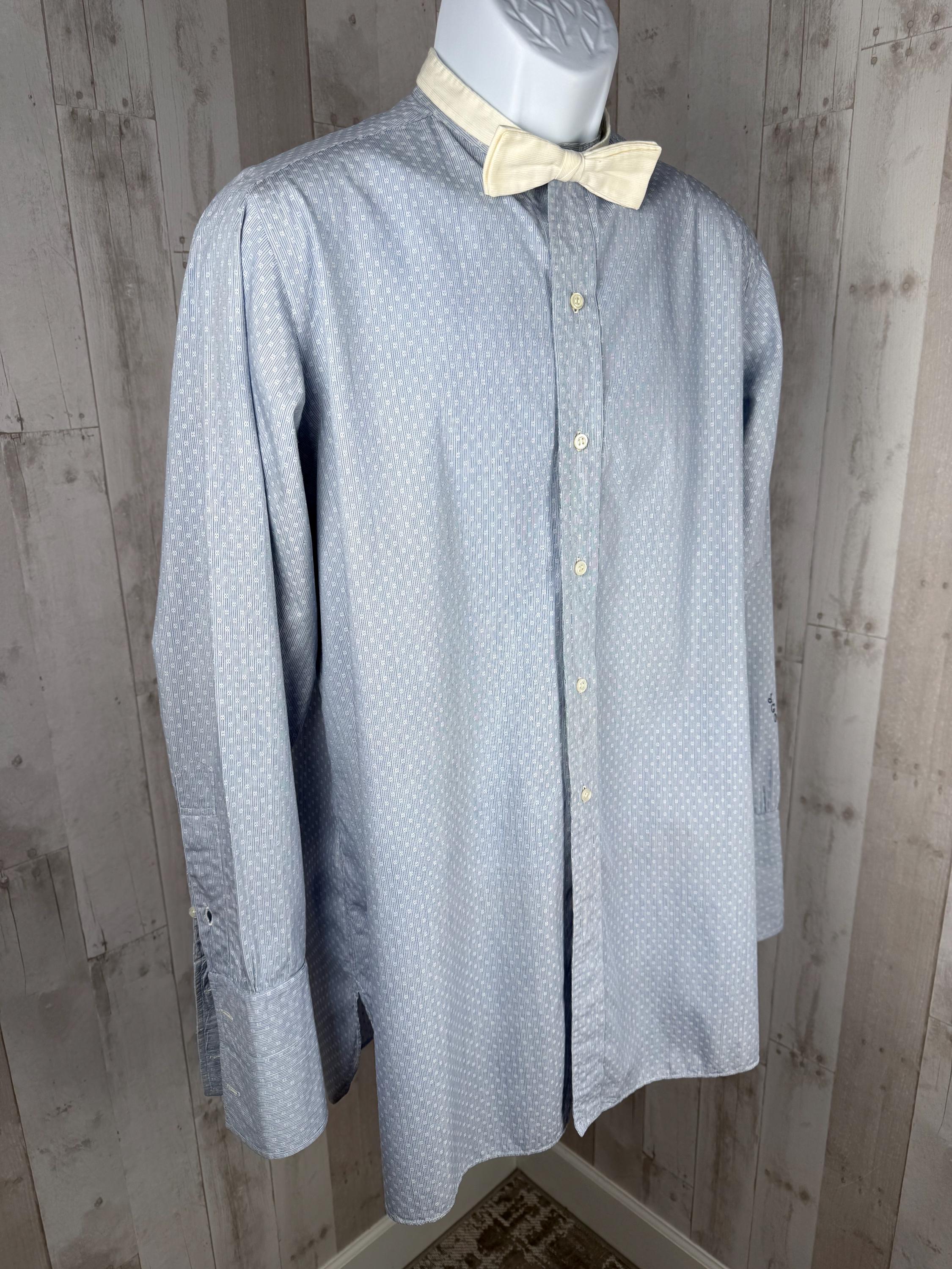 edwardian dress shirt 1910s Edwardian Mens Dress Shirt Pale Blue Cotton Antique Button Front Made  in USA 1900s 50
