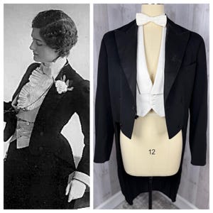 1920s Authentic Art Deco Waist Coat~Antique Tuxedo Womens Jacket Unisex  Costume 1930s - 40”