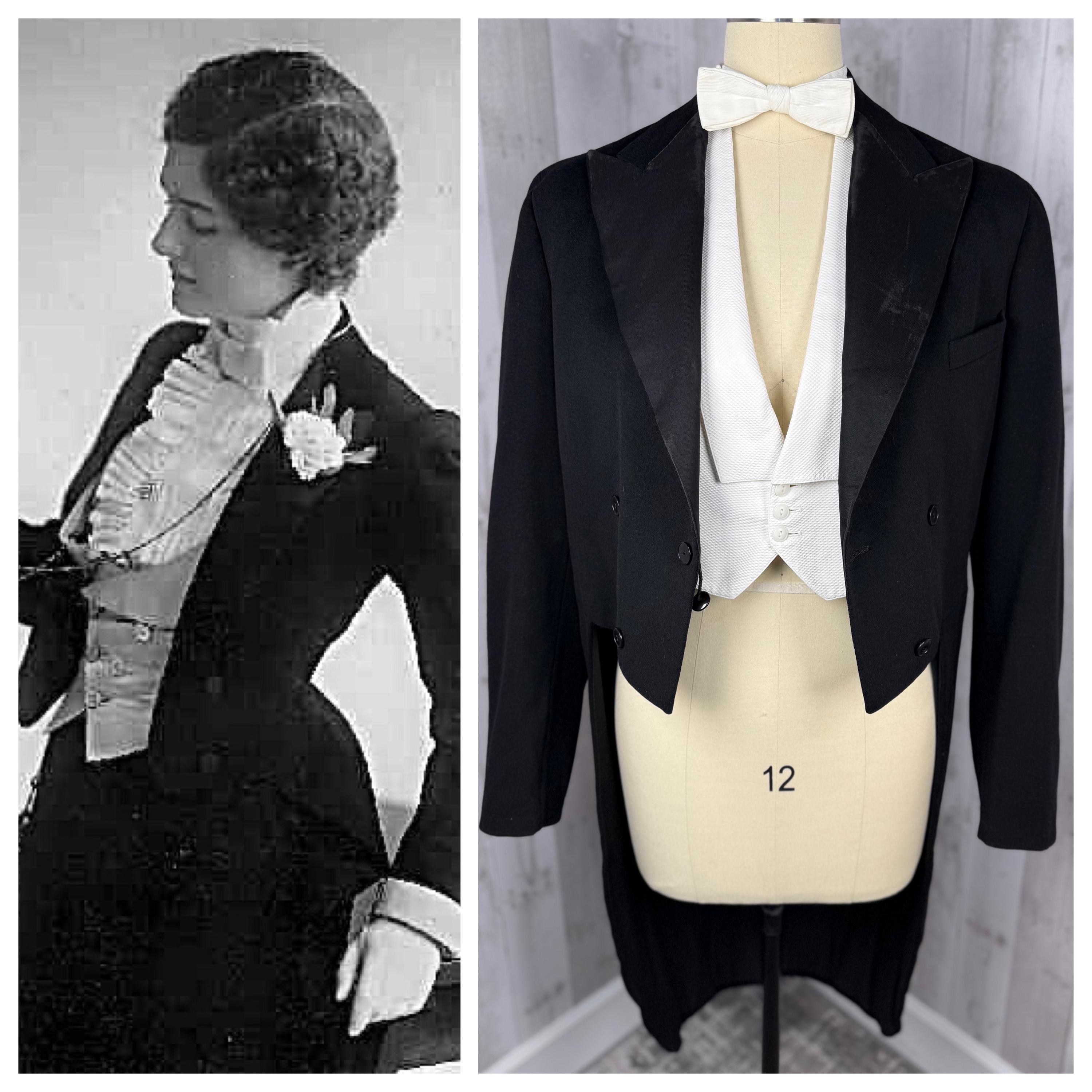 1920s Authentic Art Deco Waist Coat~antique Tuxedo Womens Jacket