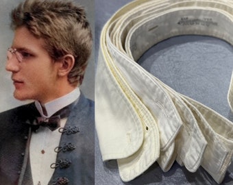 1900s White Antique Edwardian Removable Collars Lot/5 Arrow-Slidewell-Triangle Brands-Cotton Shirt Tuxedo Victorian Gentleman Size 16.5