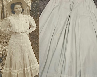 1910s True Edwardian Day Skirt Ivory Cotton Full Length Walking Skirt~Small/XS
