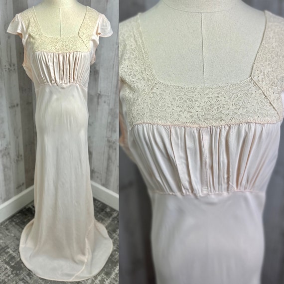 1930s Antique Nightgown / Lingerie Pale Pink Bias… - image 4