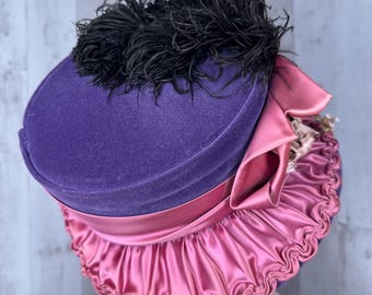 Velvet Ruffle Hat (Purple) Purple Ruffle Hat – Little Dots and Dans main image 3