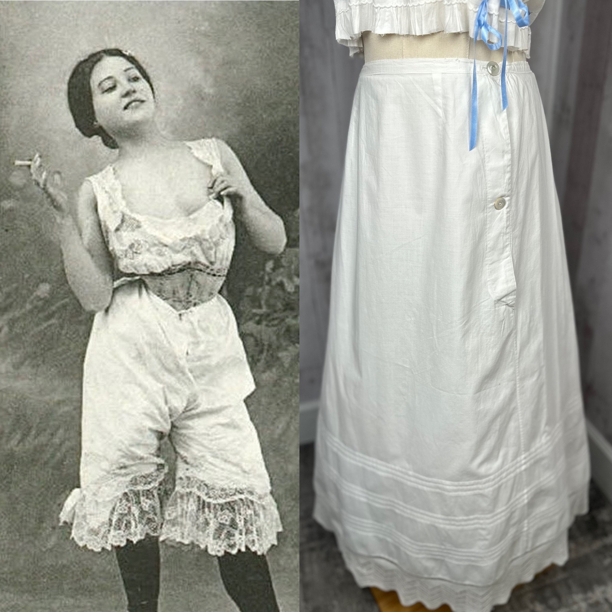 新製品情報も満載 1910s Edwardian Petticoat~antique Tiered White Crisp Linen ワンピース