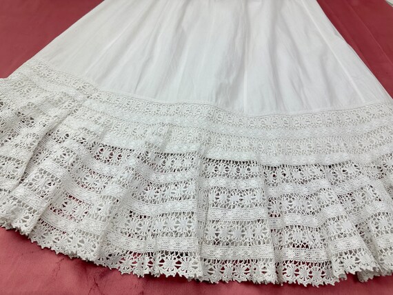 1910s Edwardian Petticoat~Antique Tiered White Cr… - image 6