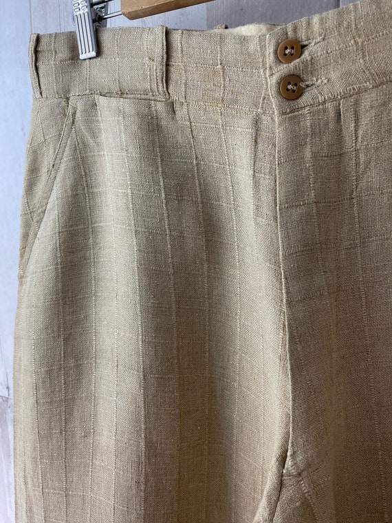 1910s Edwardian Plus Fours Trousers - Mens Khaki Lin… - Gem