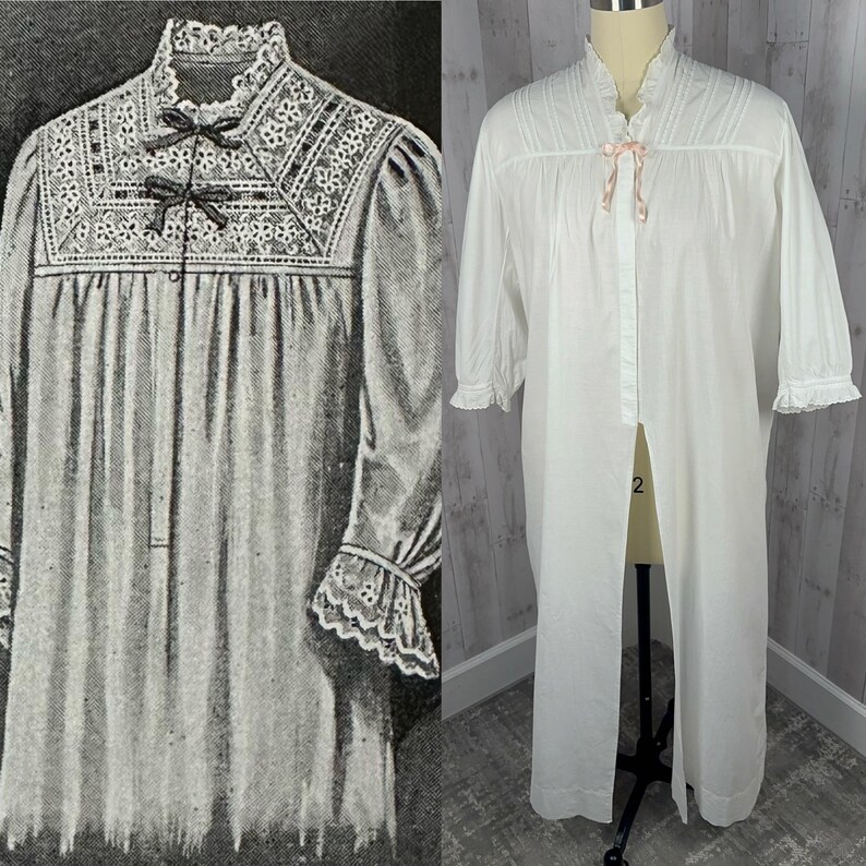 1900s Edwardian/victorian Antique Robe/nightgown Chemise~crisp White ...