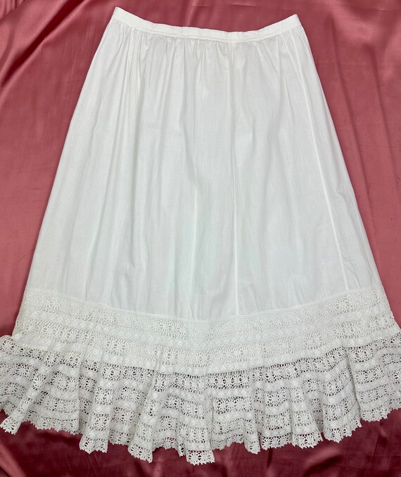 1910s Edwardian Petticoat~Antique Tiered White Cr… - image 5