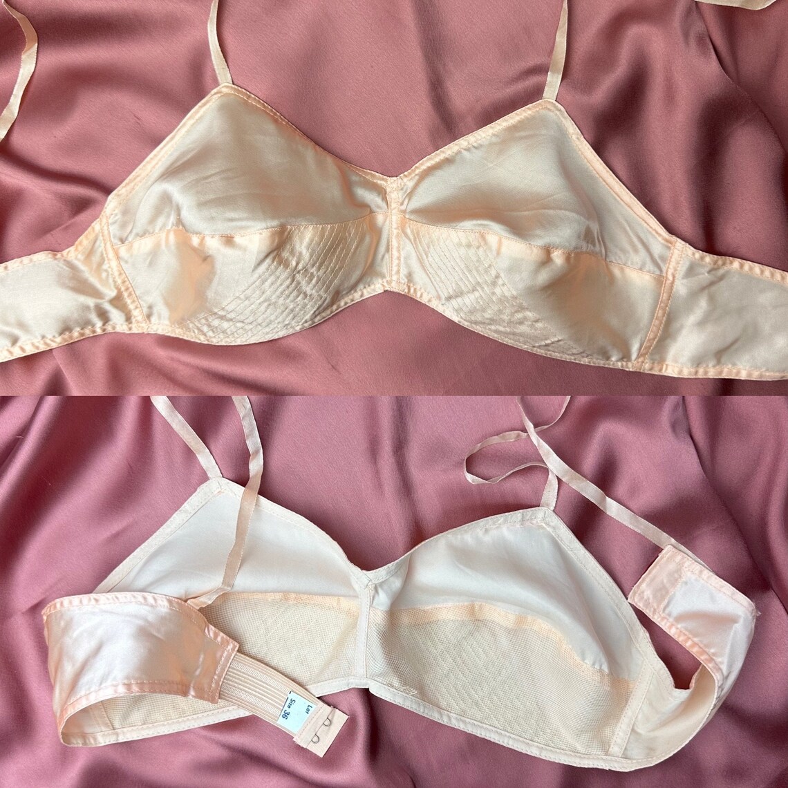 1920s Antique Bandeau Bra NOS Apricot Satin Bra ~ Art Deco Lingerie ...