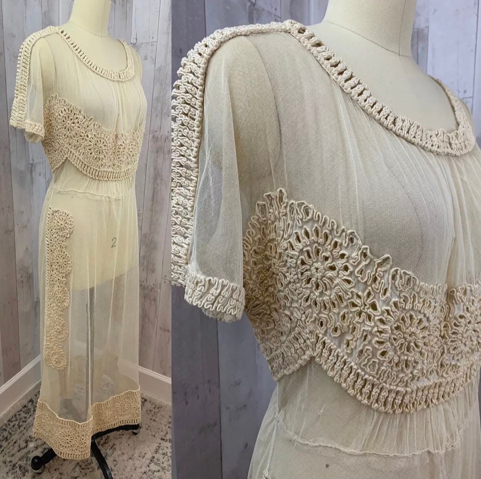 1900s-edwardian Dress Ethereal Antique GOWN Sheer Ivory Lace - Etsy