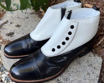 Stylish Spats Style Black and White Stacy Adams Boots - Etsy display picture 1