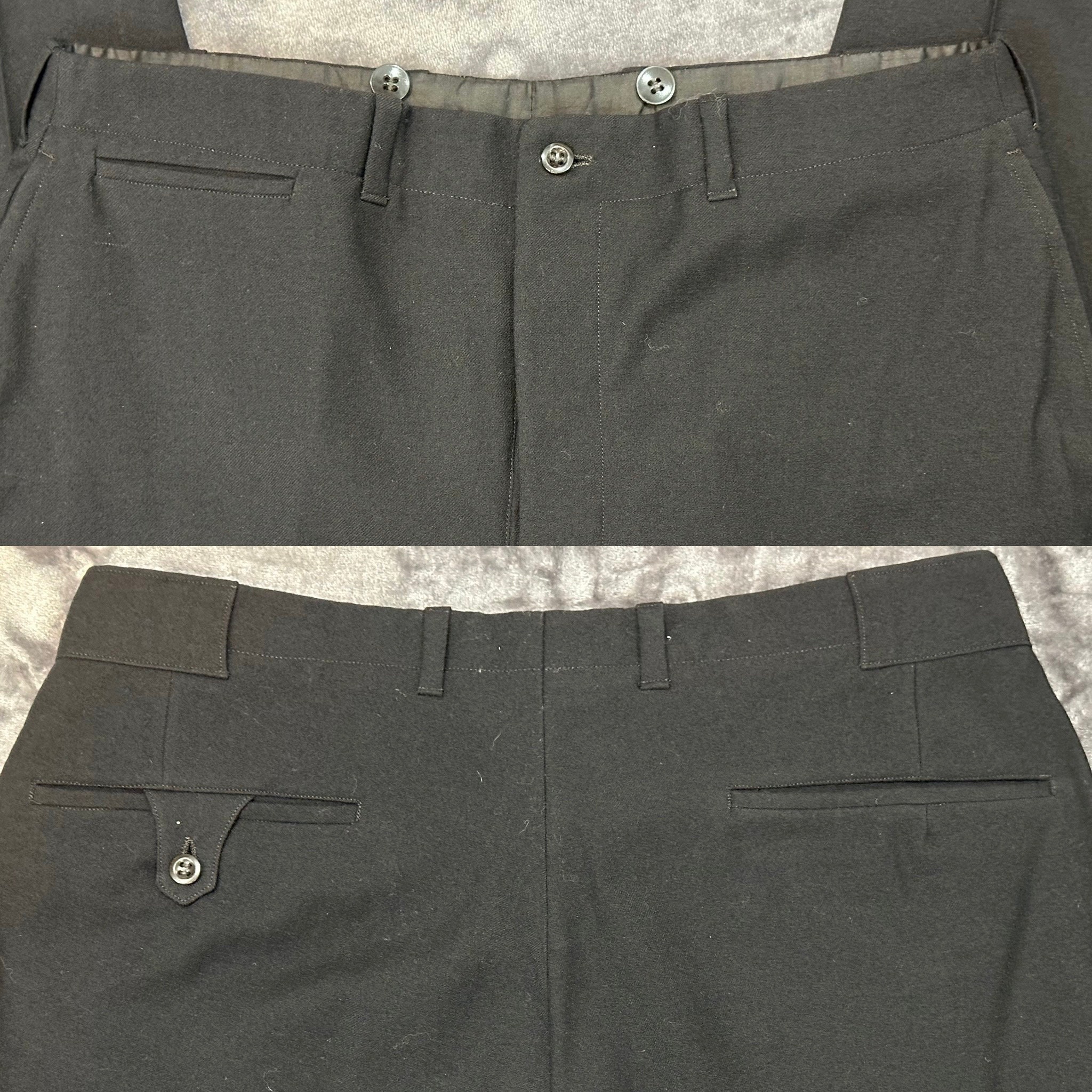 thumbnail image 2 of Men's Victorian Dickens Trousers – Hickory Stripe Wool, Black & Gray Tuxedo Pants, Steampunk Style 2 of 4