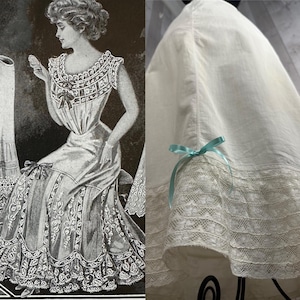 1910s Edwardian Petticoat~Antique Off White Batiste Cotton Crinoline Skirt with Ruffle Hem 1900s S/26&quot; Waist