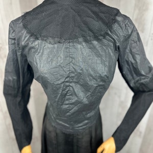 1900s Edwardian Waist Shirt Blouse Antique Black Silk w/Netting 1910s Small WOUNDED image 5