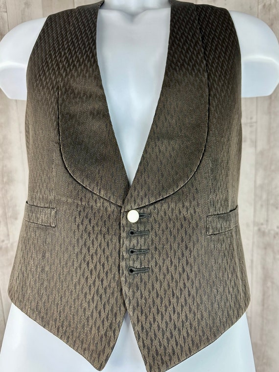 1910s Edwardian Mens Black Brocade Vest Removable… - image 7