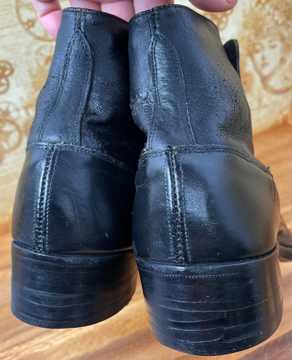 1910s Mens Antique Edwardian Button Boots Shoes Black Leather - Etsy
