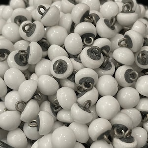 1900s True Edwardian Milk Glass Buttons-Shank Boot Buttons-Perfect for Restoration, Crafts, Doll-making, Sewing 10/Pk c1910s